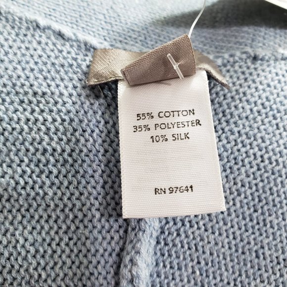J. Jill Single-Button Cardigan Sweater Size SMALL French Blue Knit 10% Silk - Picture 9 of 10